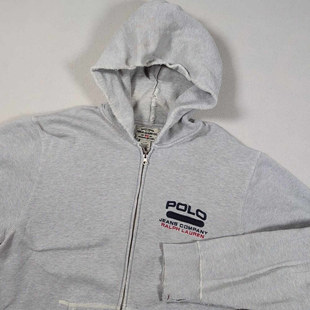 Vintage Ralph Lauren Polo Jeans Co Distressed Hoodie Men’s L Logo Y2K Streetwear